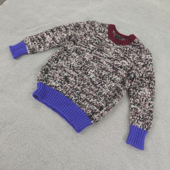 J Crew Sweater Womens Small Marled Knit Black White Color Block Wool Retro 80s - Picture 11 of 16